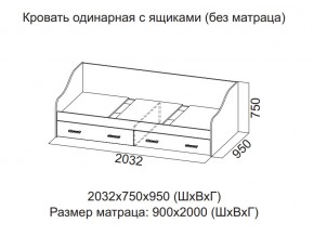 Кровать одинарная с ящиками (Без матраца 0,9*2,0) в Верхнеуральске - verhneuralsk.magazin-mebel74.ru | фото